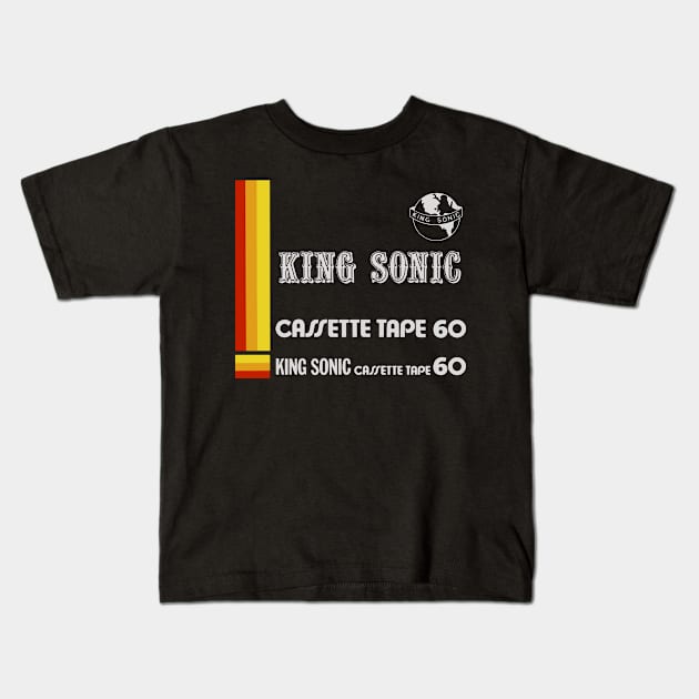 King Sonic Retro Cassette Tape Kids T-Shirt by DrumRollDesigns